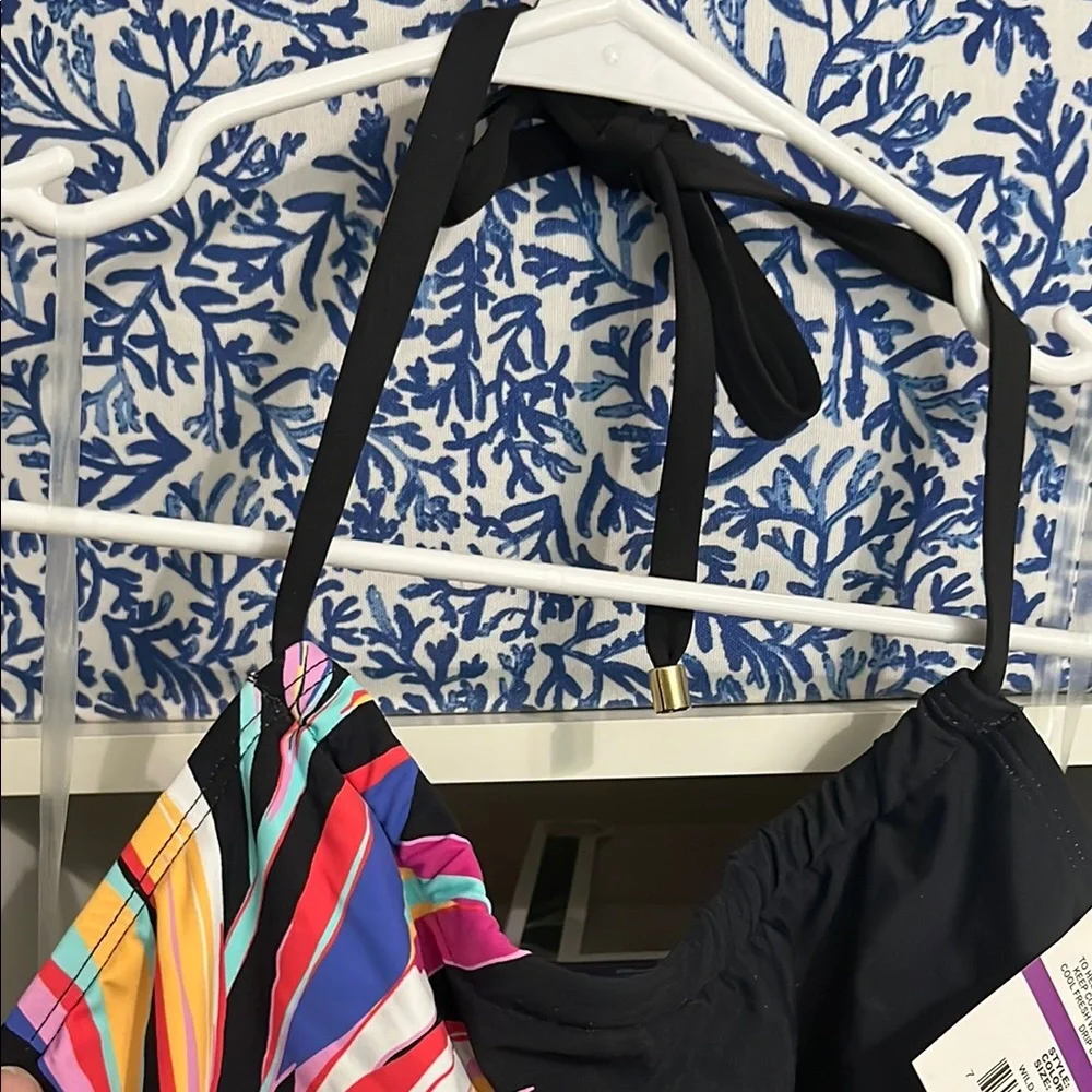 24th & Ocean Black Multicolor Bikini top